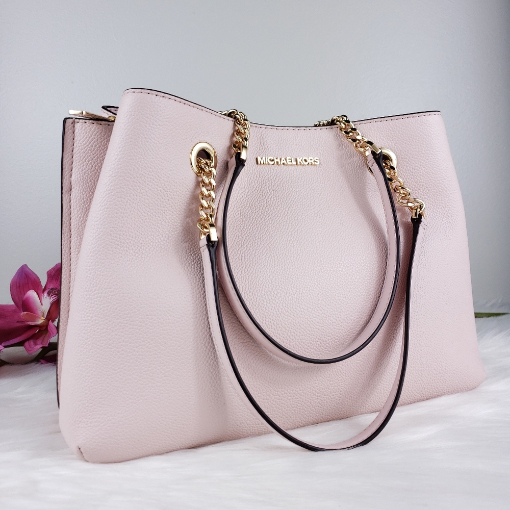 NWT Michael Kors LG Teagen satchel powder blush MK